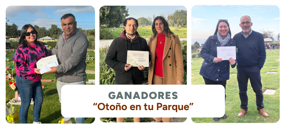 Ganadores del concurso Otoño en tu Parque de Sendero recibiendo su reconocimiento tras participar con fotografías que capturan la belleza otoñal de los parques.